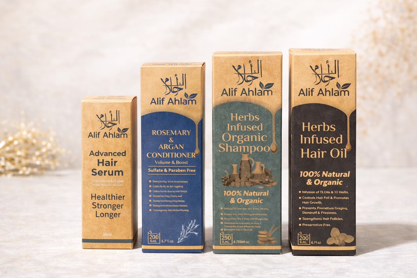Alif Ahlam Hair Care ADVANCED Kit (Oil + Shampoo + Conditioner + Serum)