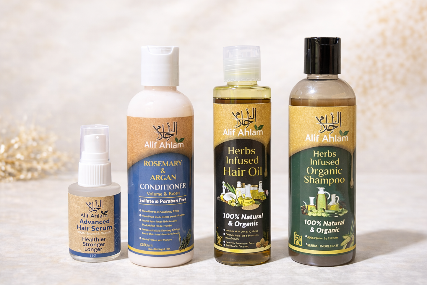 Alif Ahlam Hair Care ADVANCED Kit (Oil + Shampoo + Conditioner + Serum)