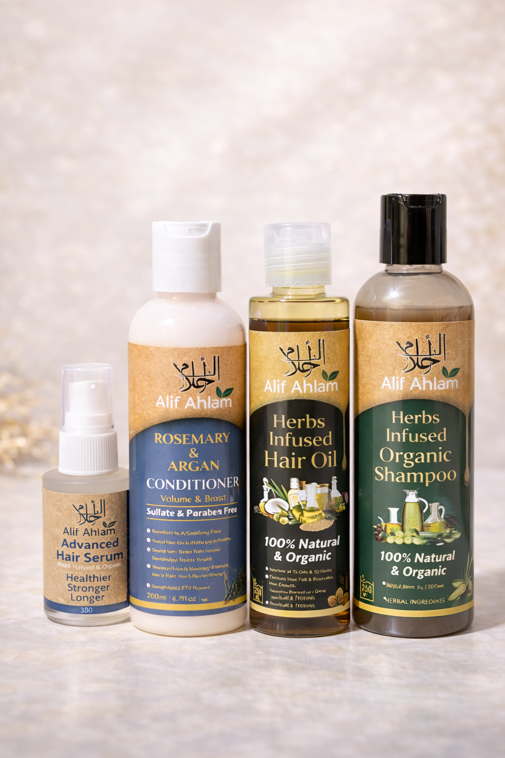 Alif Ahlam Hair Care ADVANCED Kit (Oil + Shampoo + Conditioner + Serum)