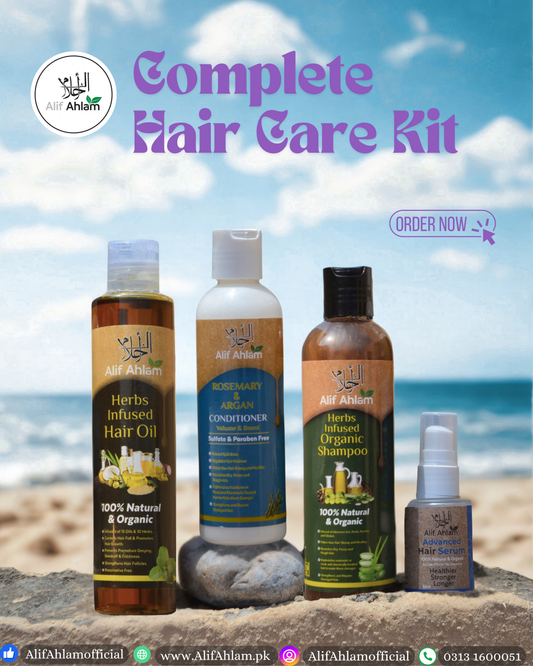 Alif Ahlam Hair Care ADVANCED Kit (Oil + Shampoo + Conditioner + Serum)